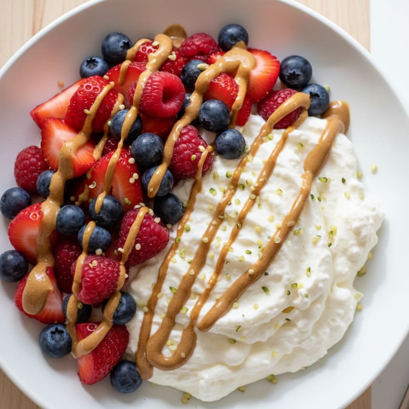 Greek Yogurt Protein Bowl with Mixed Berries and Almond Butter