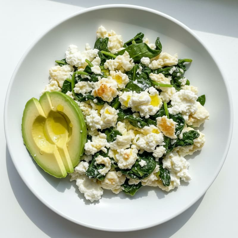 Egg White and Spinach Scramble with Cottage Cheese
