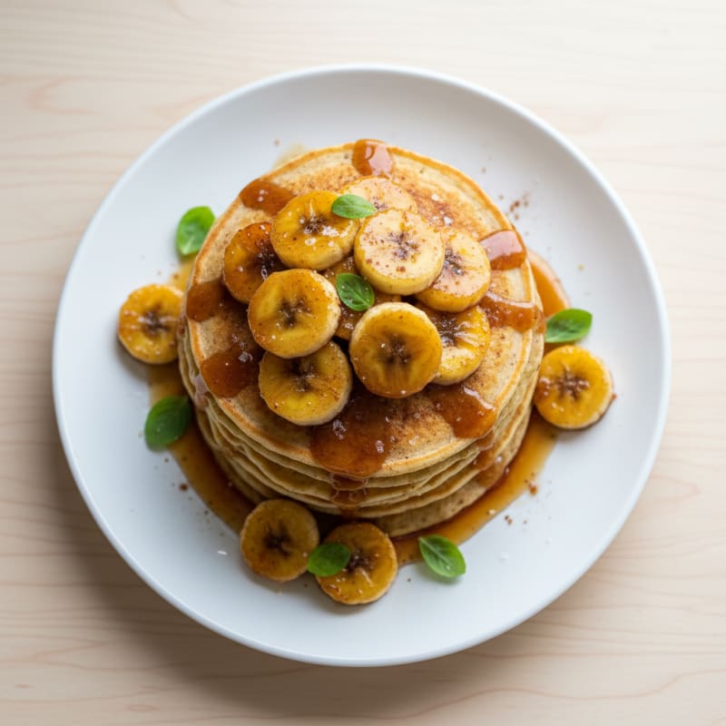 Golden Caramelized Banana Pancakes