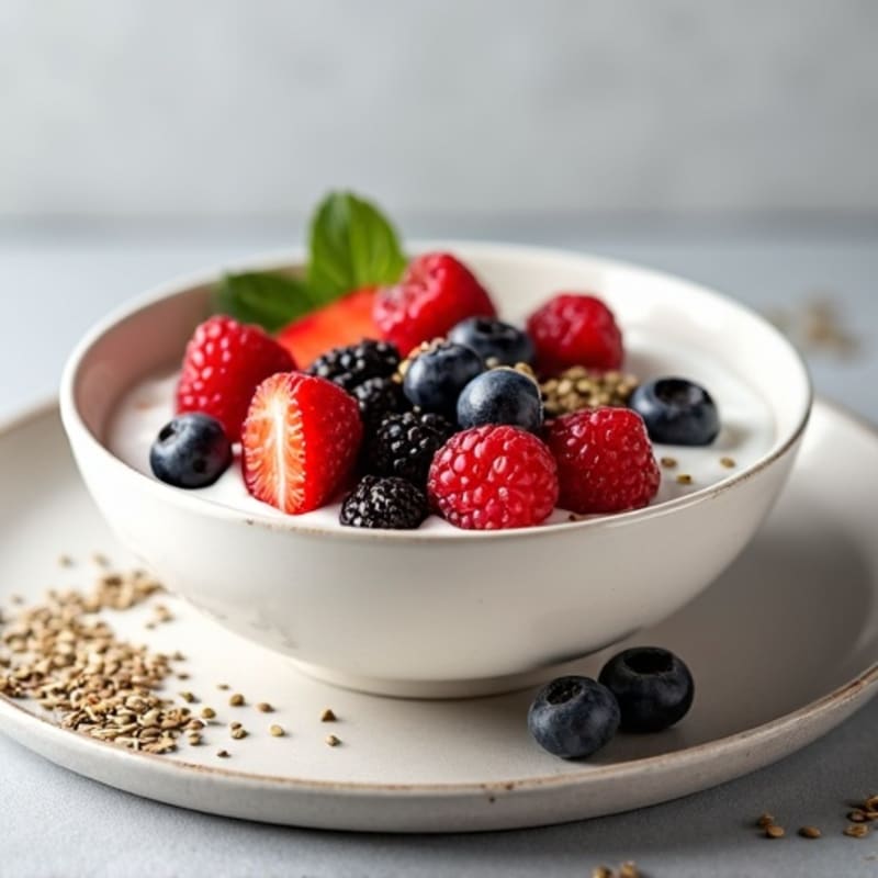 Creamy Greek Yogurt with Fresh Berries and Crunchy Seeds