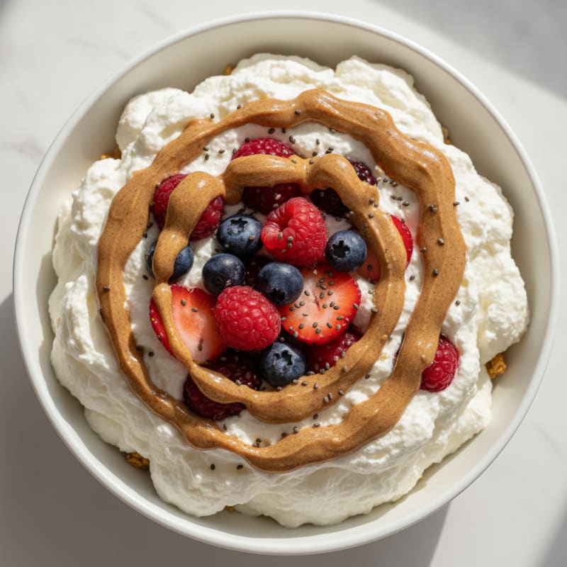 Greek Yogurt Protein Mousse with Mixed Berries
