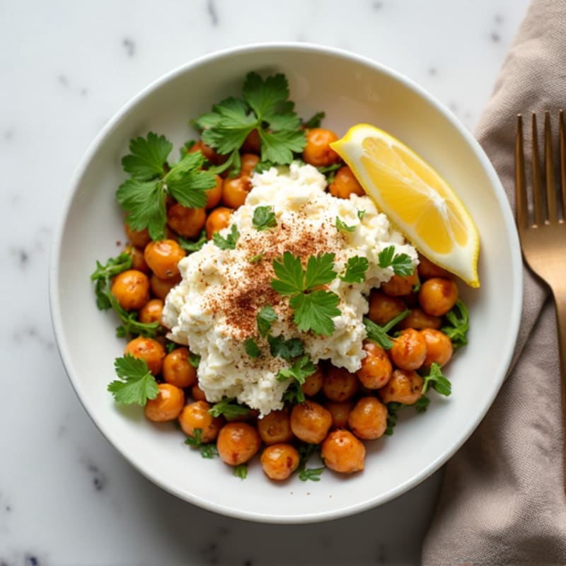 Cottage Cheese with Roasted Chickpeas and Fresh Cilantro