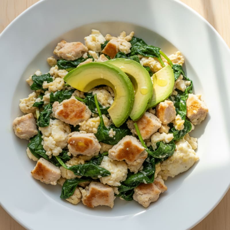 Egg White Scramble with Spinach and Turkey Breast