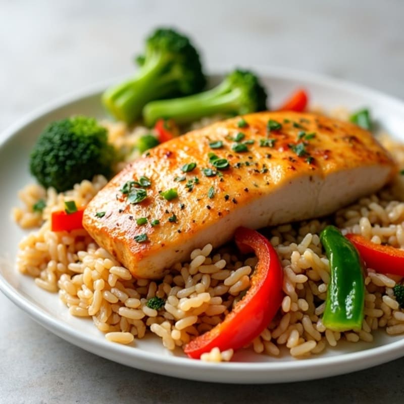 Healthy Chicken and Veggie Stir-Fried Brown Rice
