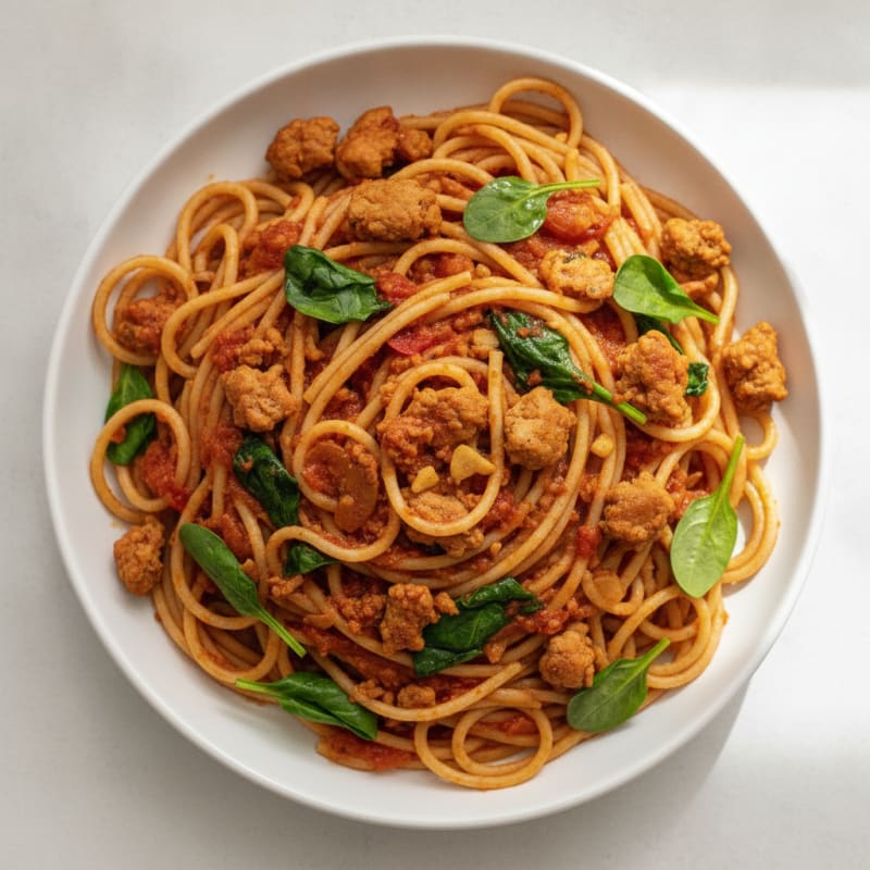 Spicy Sausage Spaghetti with Tomato Sauce
