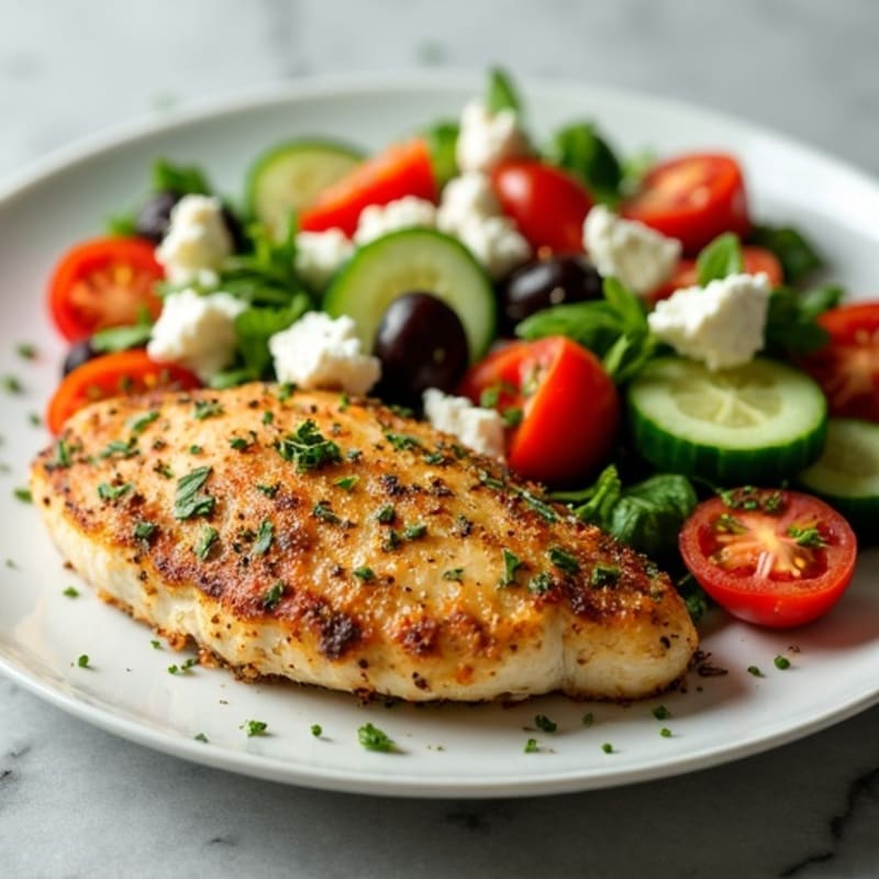 Herb-Crusted Chicken with Fresh Mediterranean Salad