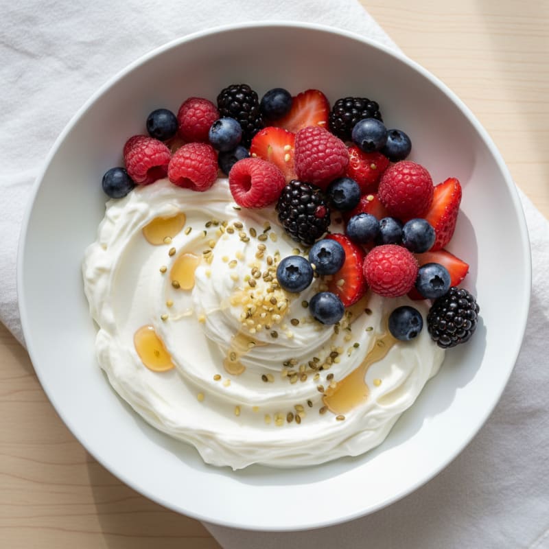 Silky Greek Yogurt Protein Bowl with Mixed Berries