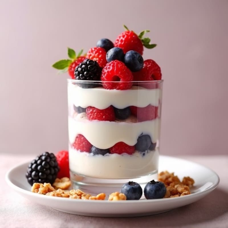 Greek Yogurt Protein Parfait with Mixed Berries