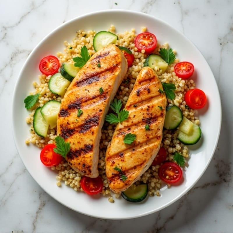 Grilled Chicken Breast with Crunchy Quinoa Salad