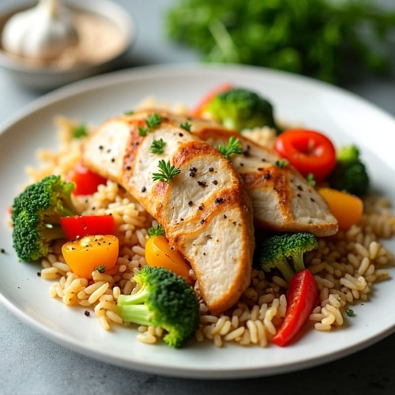 Savory Chicken and Vegetable Brown Rice Skillet