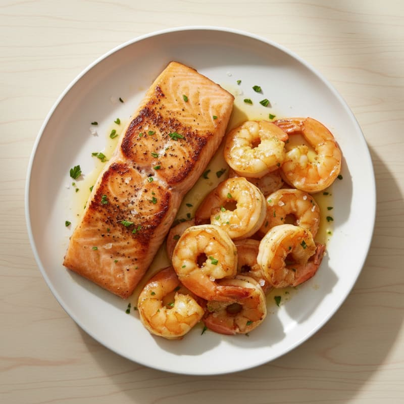 Pan-Seared Salmon with Buttered Shrimp