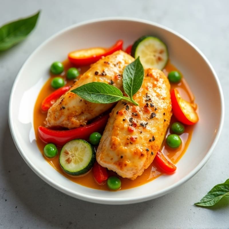 Creamy Coconut Red Curry Chicken with Fresh Crisp Vegetables