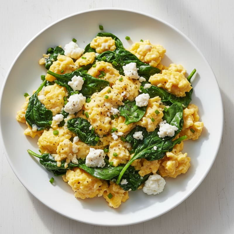 Scrambled Eggs with Spinach and Feta