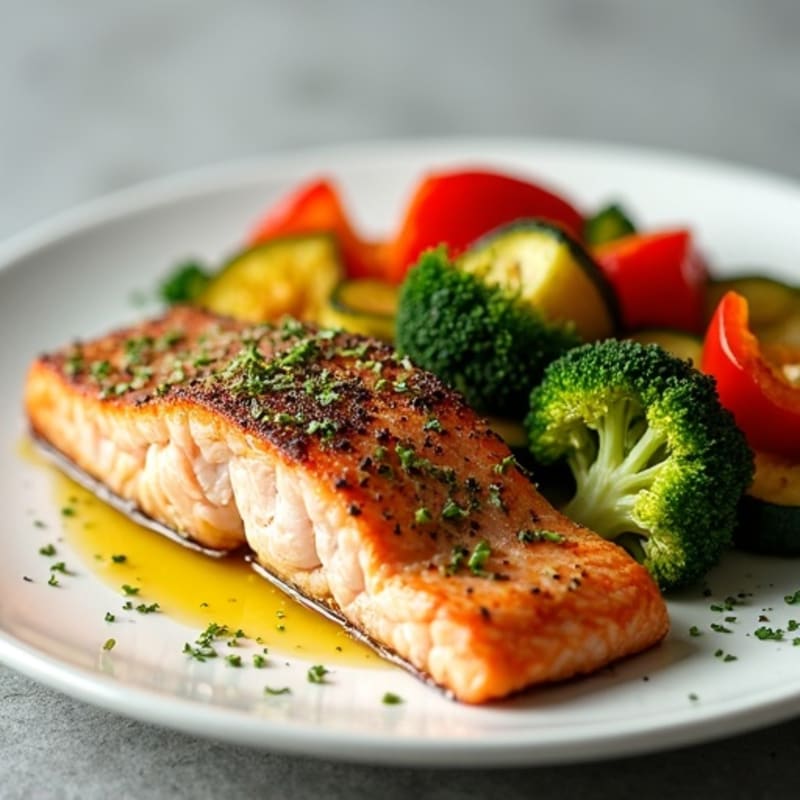 Herb-Crusted Baked Salmon with Roasted Vegetables