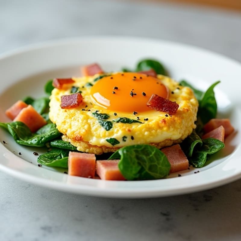 Egg White Spinach Scramble with Turkey Bacon