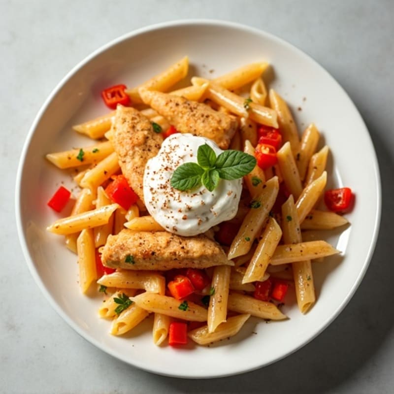 Creamy Spicy Chicken and Bell Pepper Pasta
