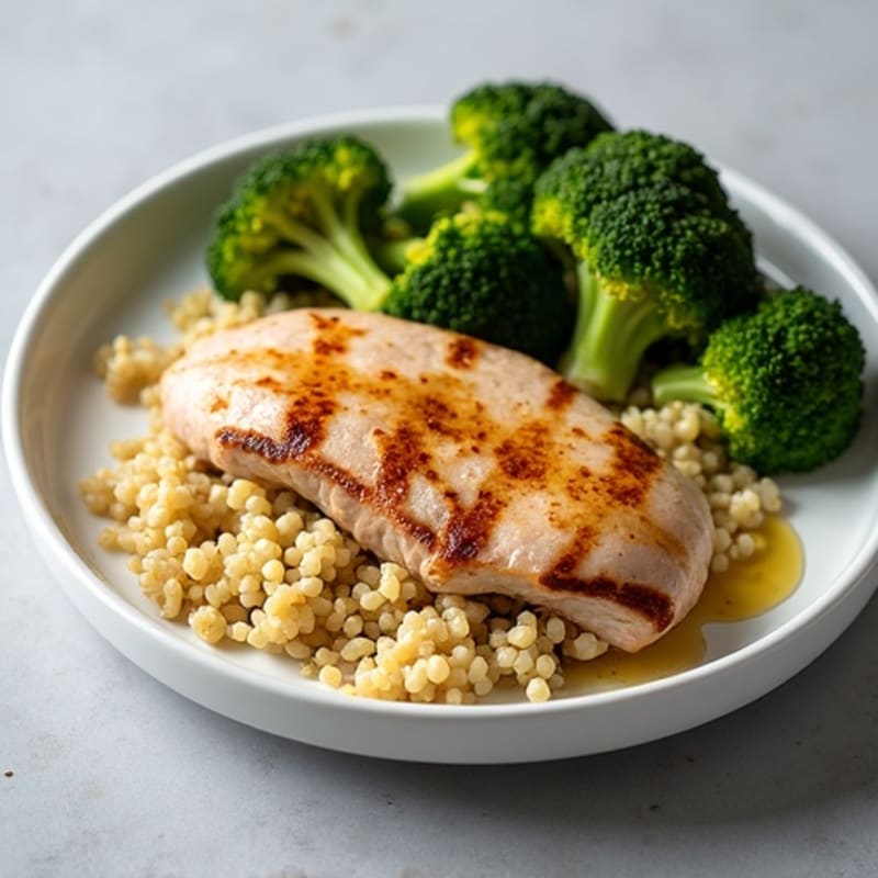 Seared Turkey Breast with Roasted Broccoli and Quinoa