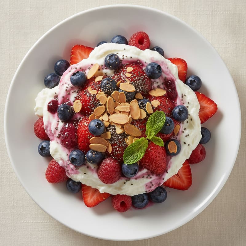 Greek Yogurt Protein Parfait with Mixed Berries