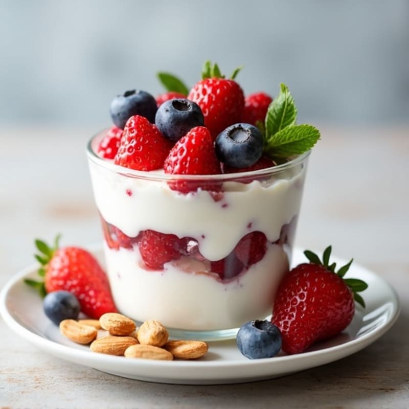 Creamy Greek Yogurt Parfait with Mixed Berries and Almonds