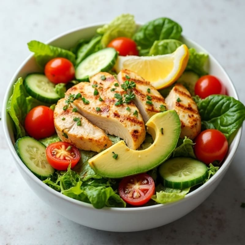 Crisp Avocado and Grilled Chicken Salad Bowl