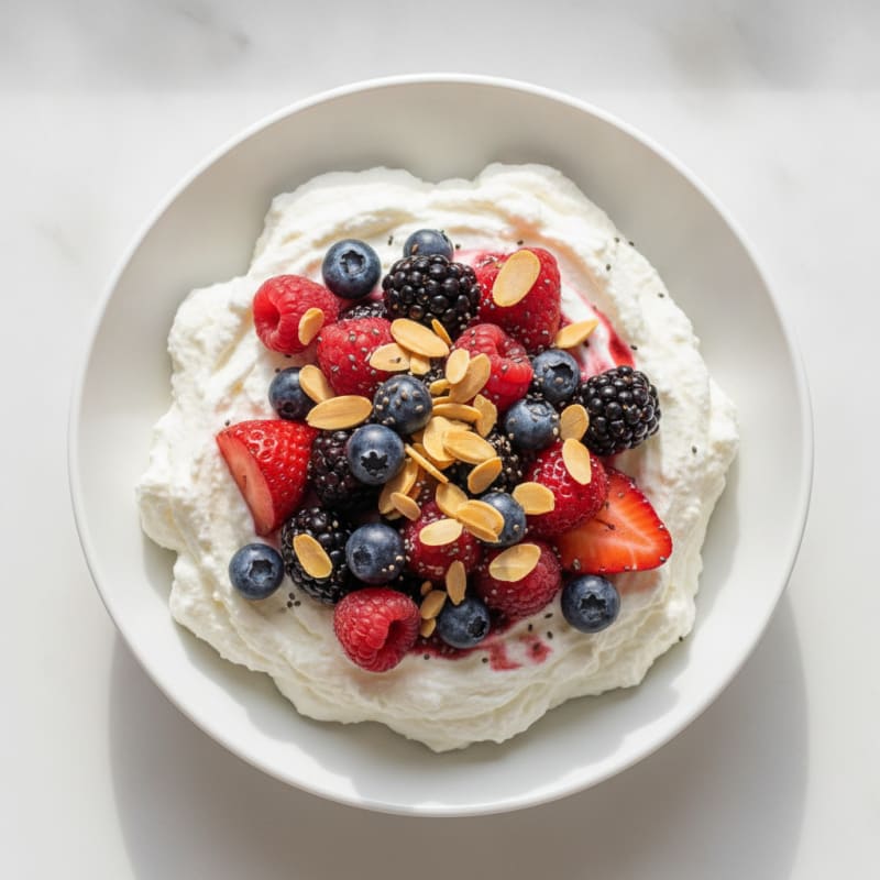Greek Yogurt Protein Mousse with Mixed Berries