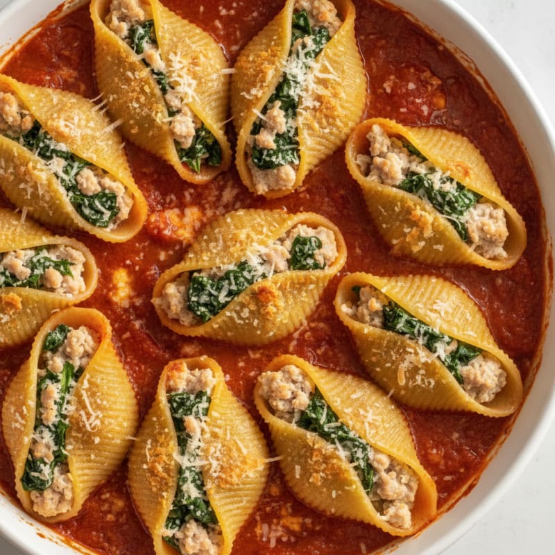 Baked Spinach Ricotta Stuffed Shells