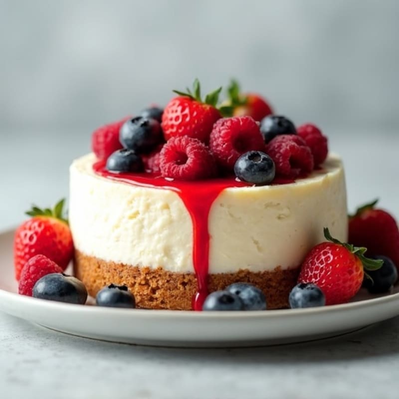 Creamy Greek Yogurt Protein Cheesecake with Mixed Berries