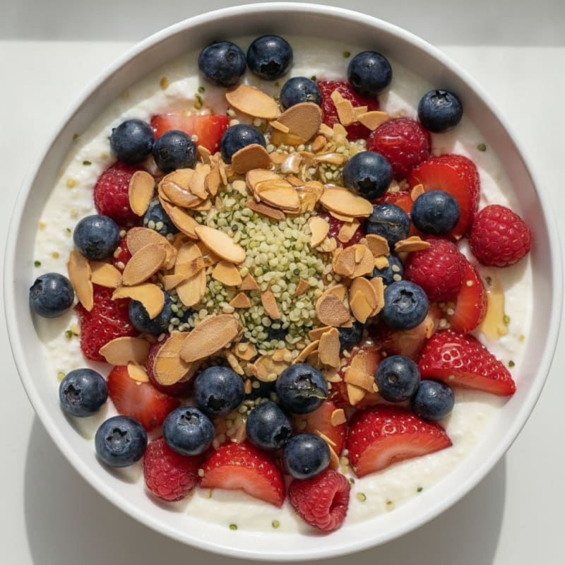 Greek Yogurt Protein Parfait with Mixed Berries