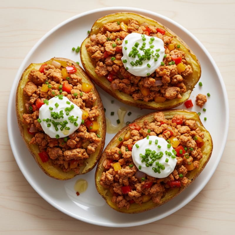 Ground Turkey Stuffed Baked Potatoes