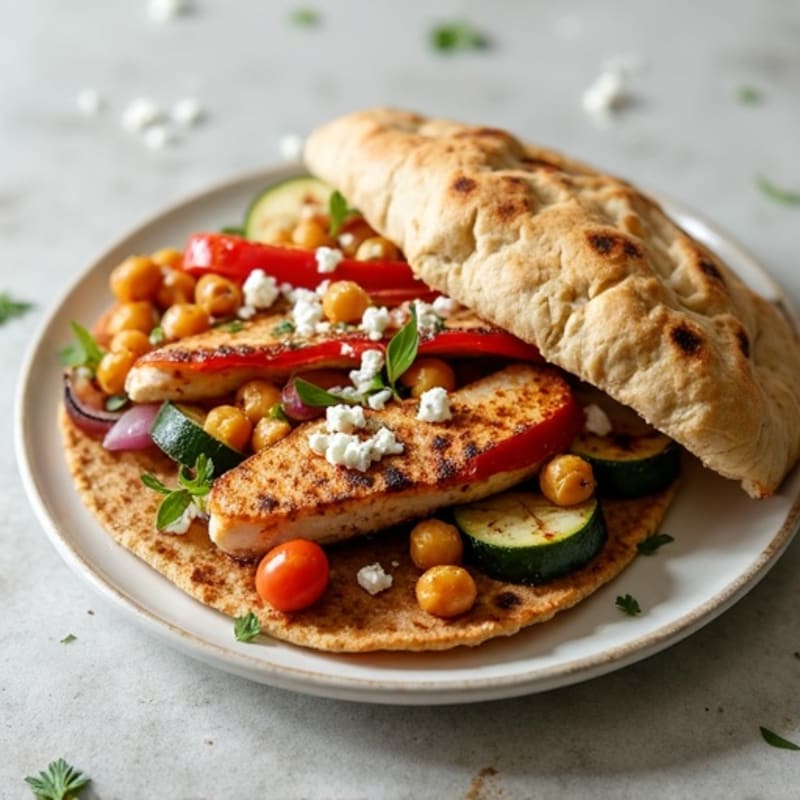 Roasted Vegetable Flatbread with Grilled Chicken