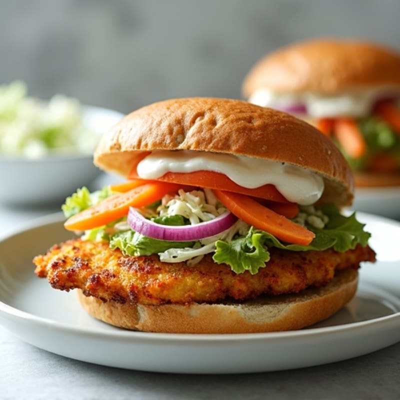 Crispy Baked Chicken Sandwich with Greek Yogurt Slaw