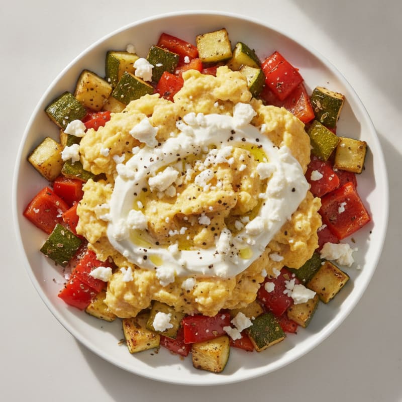 Loaded Scrambled Eggs with Roasted Vegetables