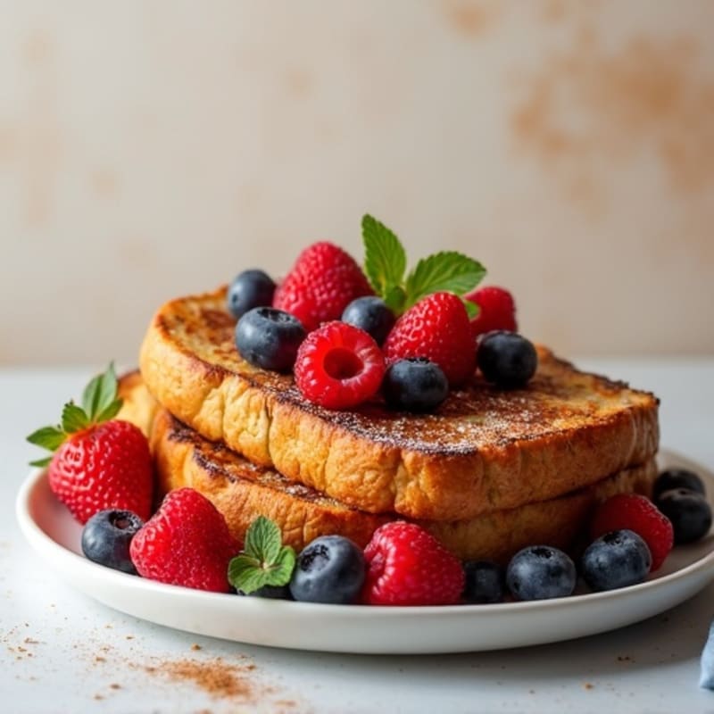 Protein-Packed Vanilla Bean French Toast with Fresh Berries