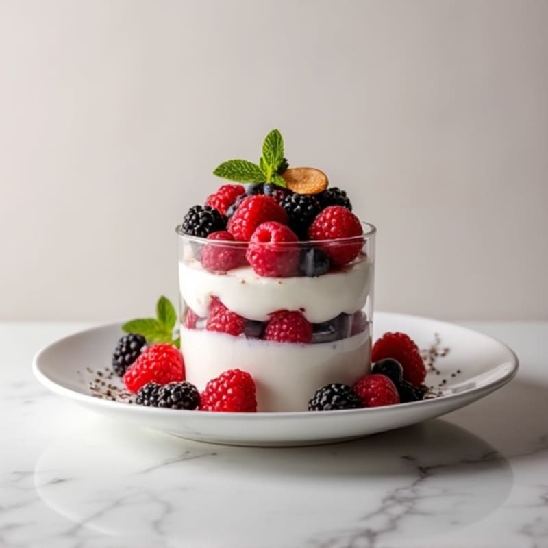 Greek Yogurt Protein Parfait with Mixed Berries and Almonds