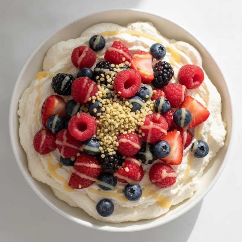 Greek Yogurt Protein Mousse with Mixed Berries