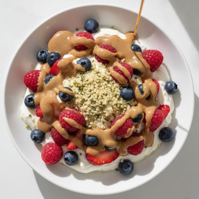 Greek Yogurt Parfait with Mixed Berries and Almond Butter