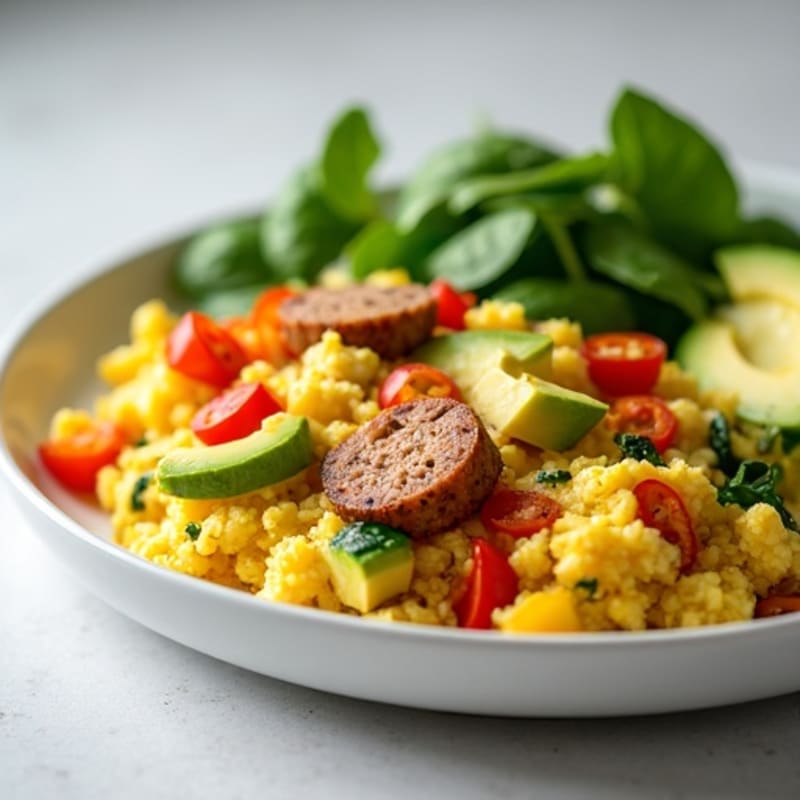Egg White Veggie Scramble with Turkey Sausage