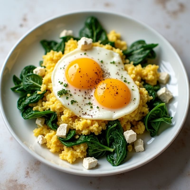 Scrambled Eggs with Spinach and Feta