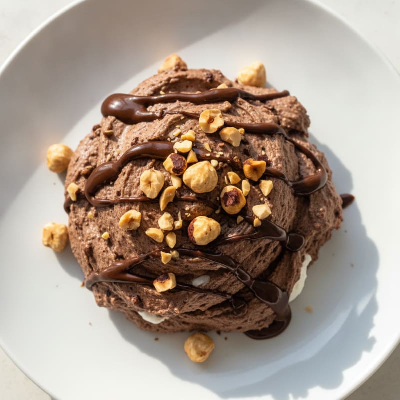 Chocolate Protein Mousse with Toasted Hazelnuts
