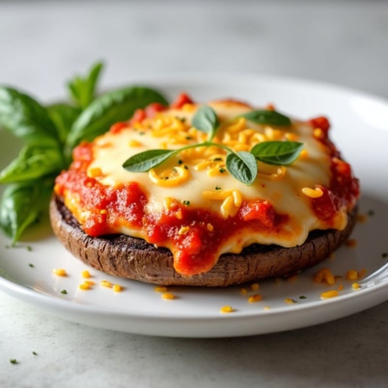 Cheesy Stuffed Portobello Pizza with Spicy Turkey Pepperoni