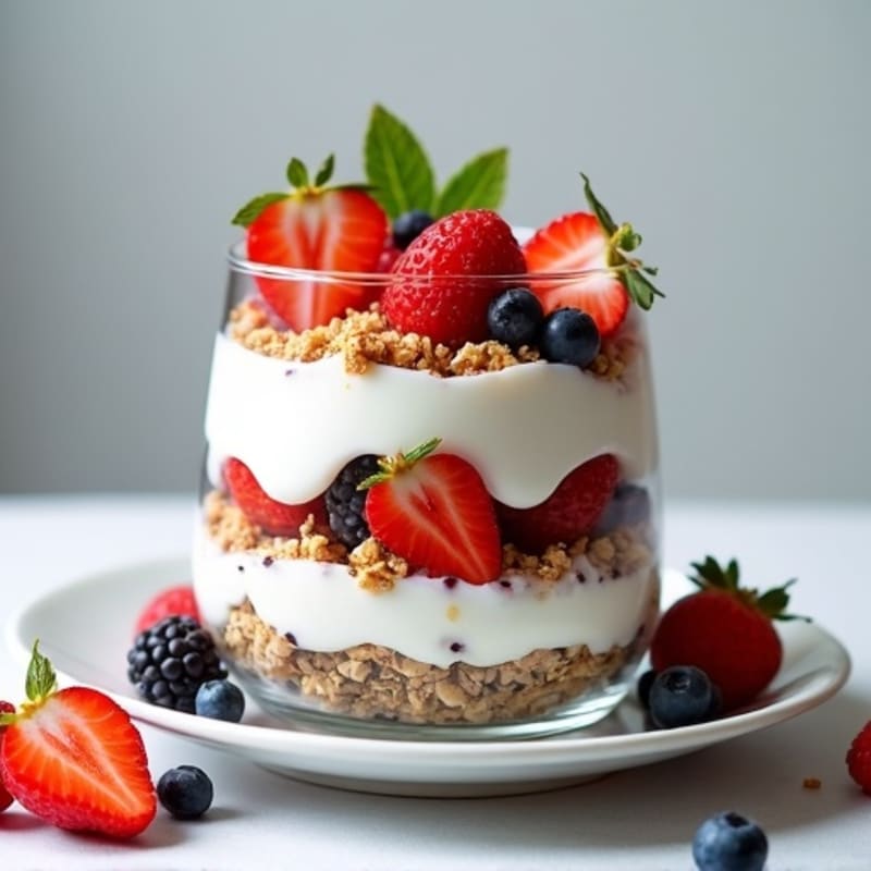 Greek Yogurt Parfait with Mixed Berries and Hemp Seeds
