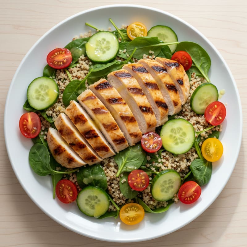 Grilled Chicken and Quinoa Salad with Spinach