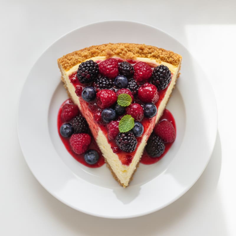 Greek Yogurt Protein Cheesecake with Mixed Berries