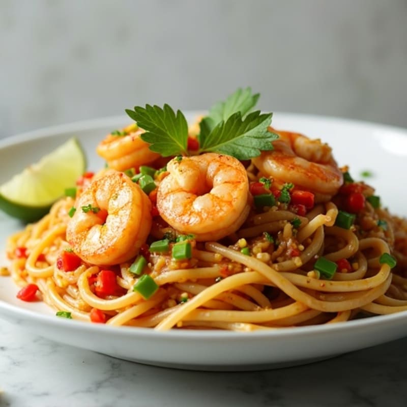 Peanut-Lime Chicken and Shrimp Noodle Stir-Fry