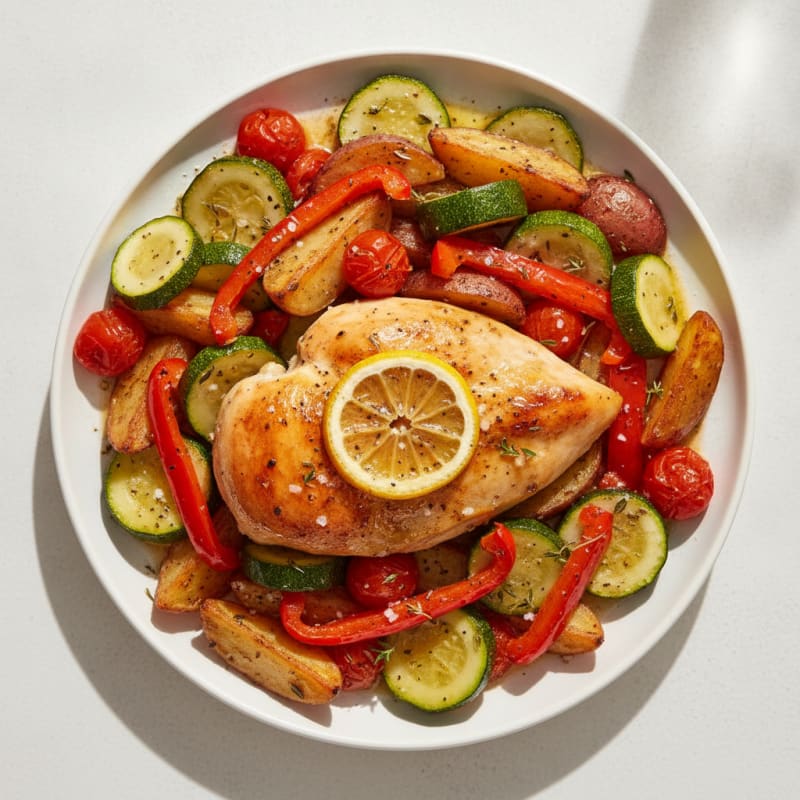 Lemon-Herb Roasted Chicken with Garden Vegetables