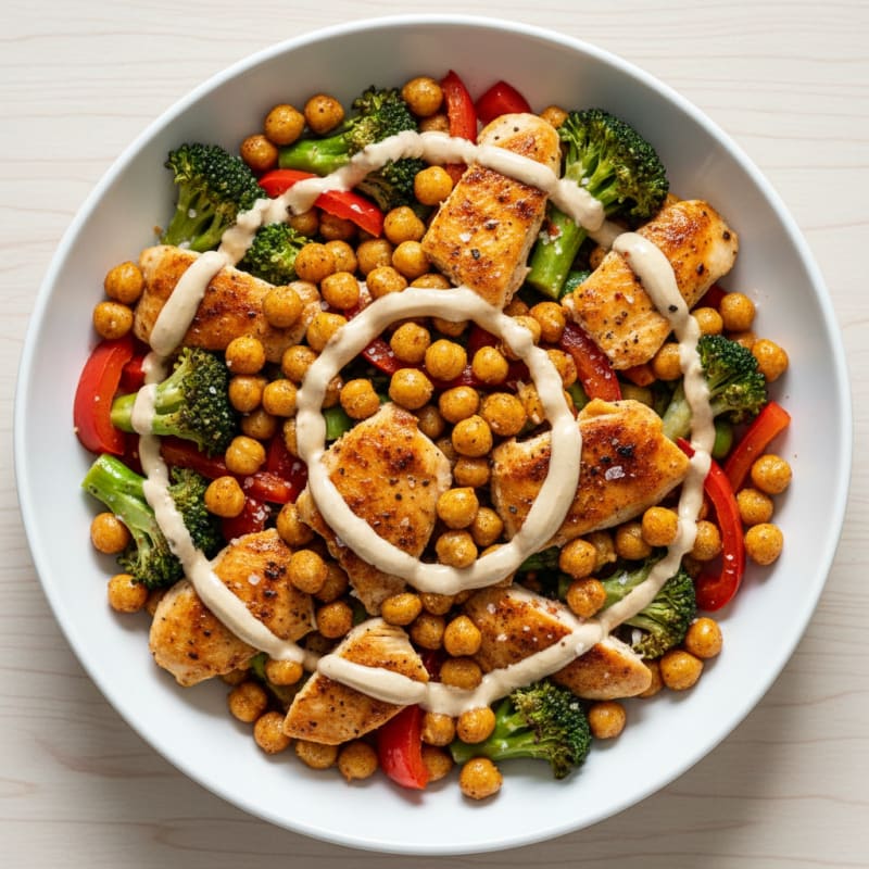 Crispy Roasted Chickpea and Veggie Bowl