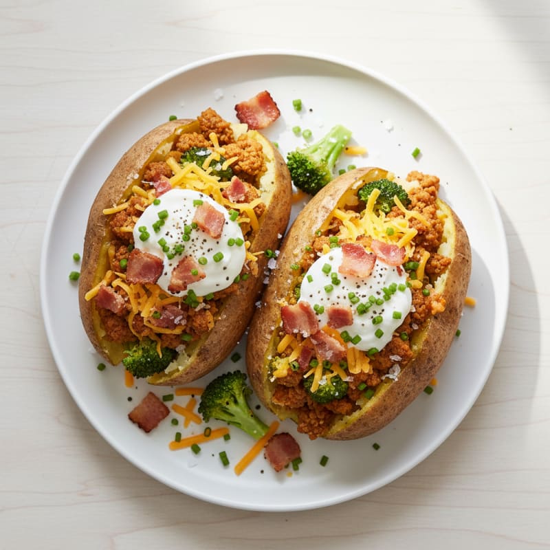 Loaded Baked Potatoes with Crispy Bacon