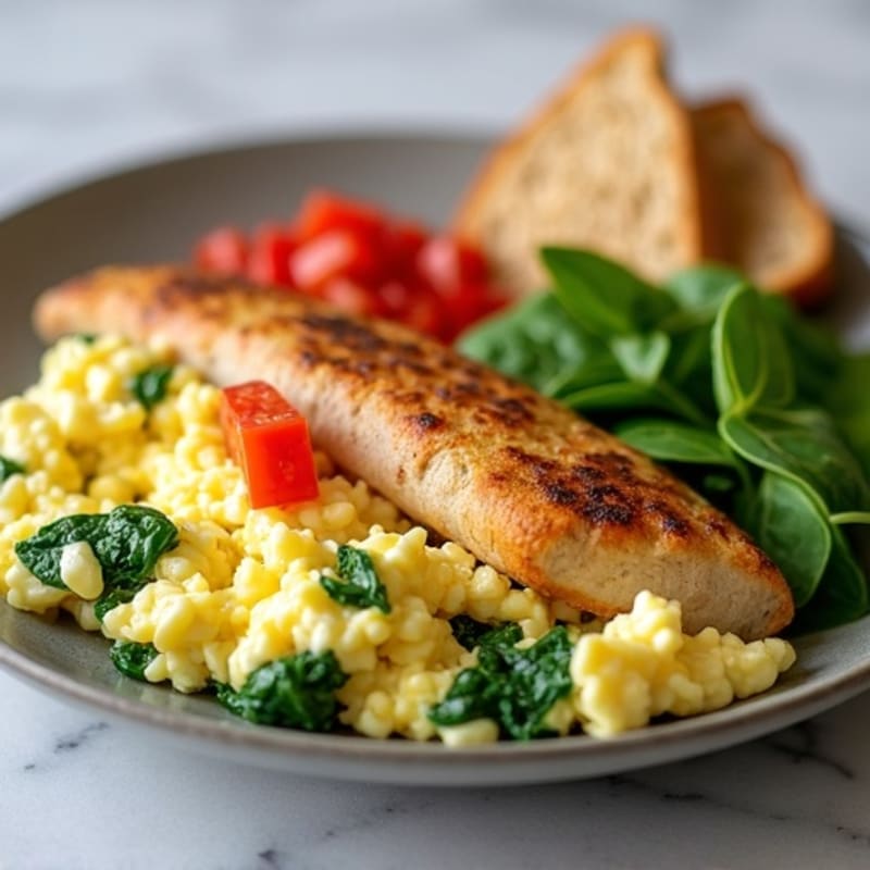 Egg White and Turkey Sausage Scramble with Spinach
