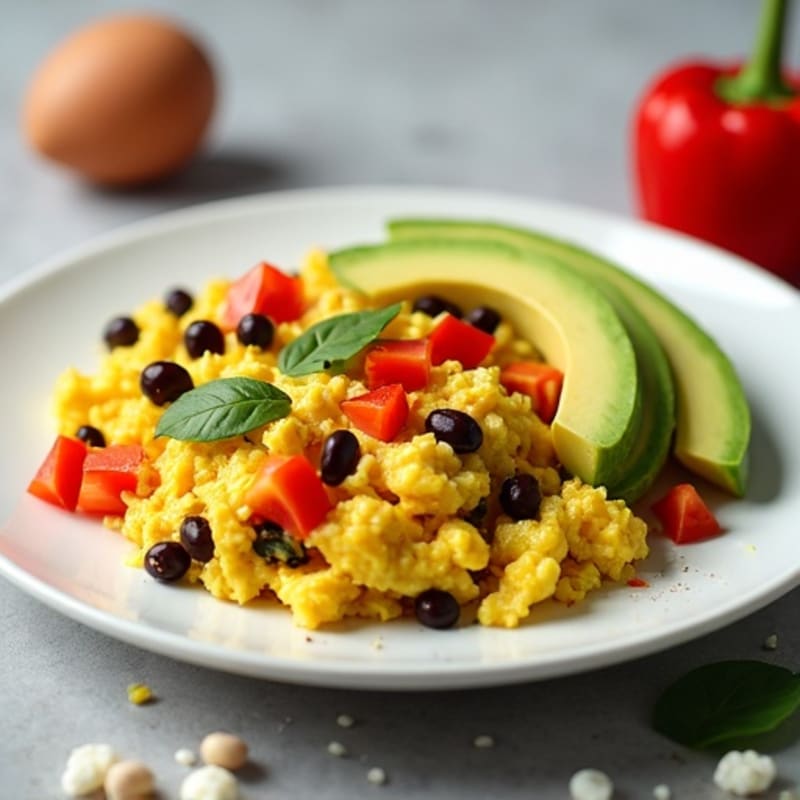Egg and Black Bean Scramble with Fresh Avocado
