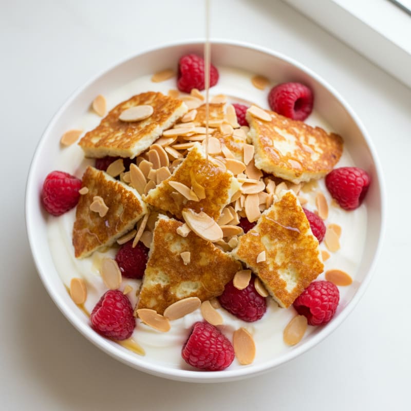 Crispy Egg White and Berry Yogurt Parfait with Toasted Almonds